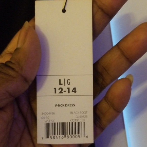 Ladies Black George Dress LG 12-14 - Picture 6 of 8